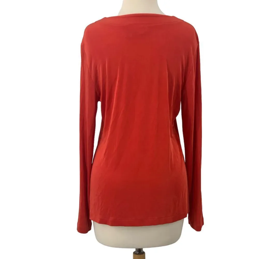 Chico's Travelers Womens 3/4 Sleeve Open Front Cardigan Slinky Red Size 1 Medium